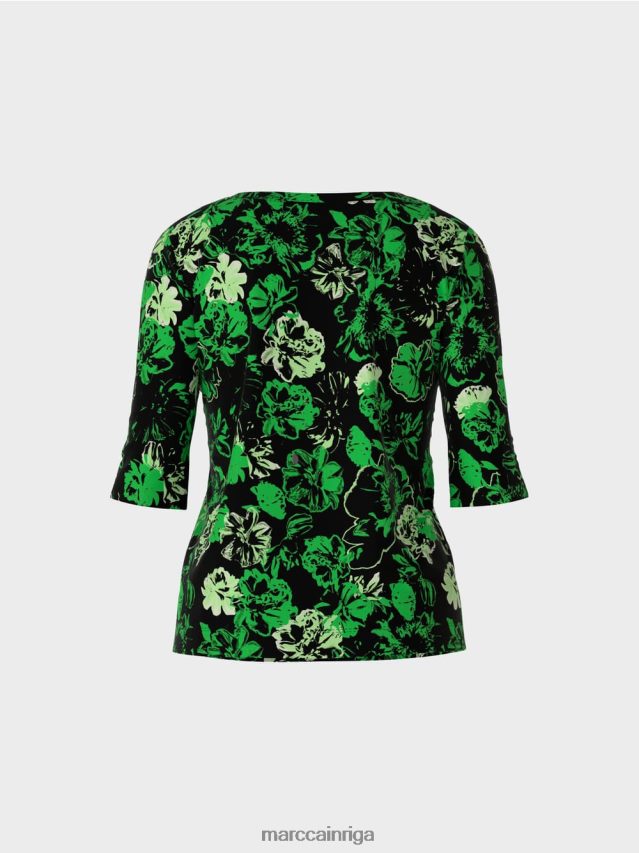 apģērbs tumši ābolu zaļš VRBHXD1254 Marc Cain elastīgs kokvilnas krekls