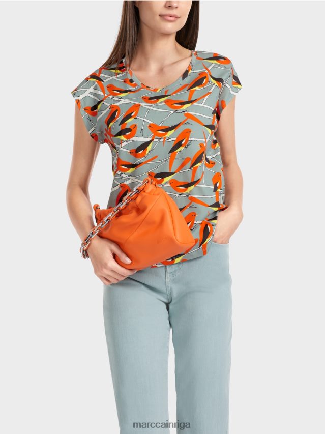 apģērbs tumši debeszils VRBHXD1318 Marc Cain putnu dizaina t-krekls bez piedurknēm