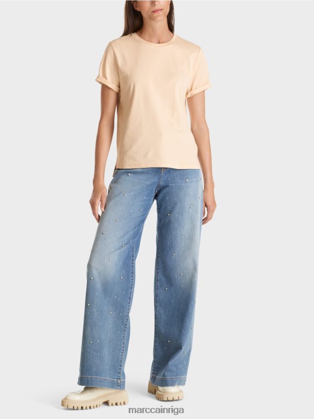 apģērbs tumšs krēms VRBHXD1275 Marc Cain t-krekls ar platu kakla izgriezumu