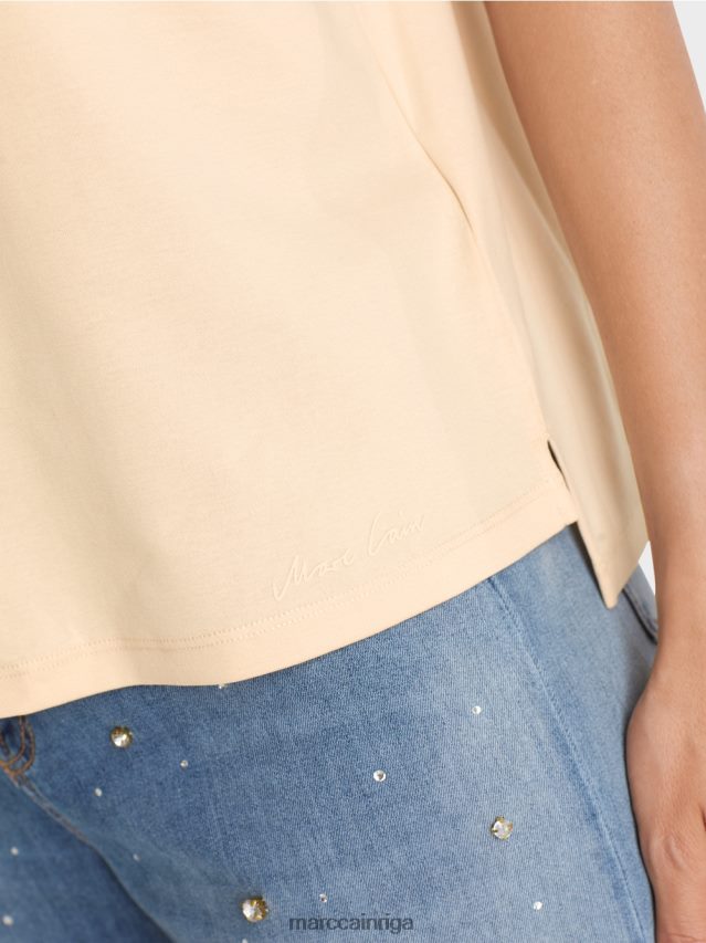 apģērbs tumšs krēms VRBHXD1275 Marc Cain t-krekls ar platu kakla izgriezumu