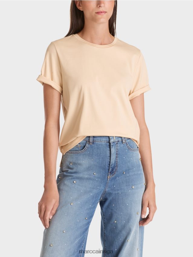 apģērbs tumšs krēms VRBHXD1275 Marc Cain t-krekls ar platu kakla izgriezumu