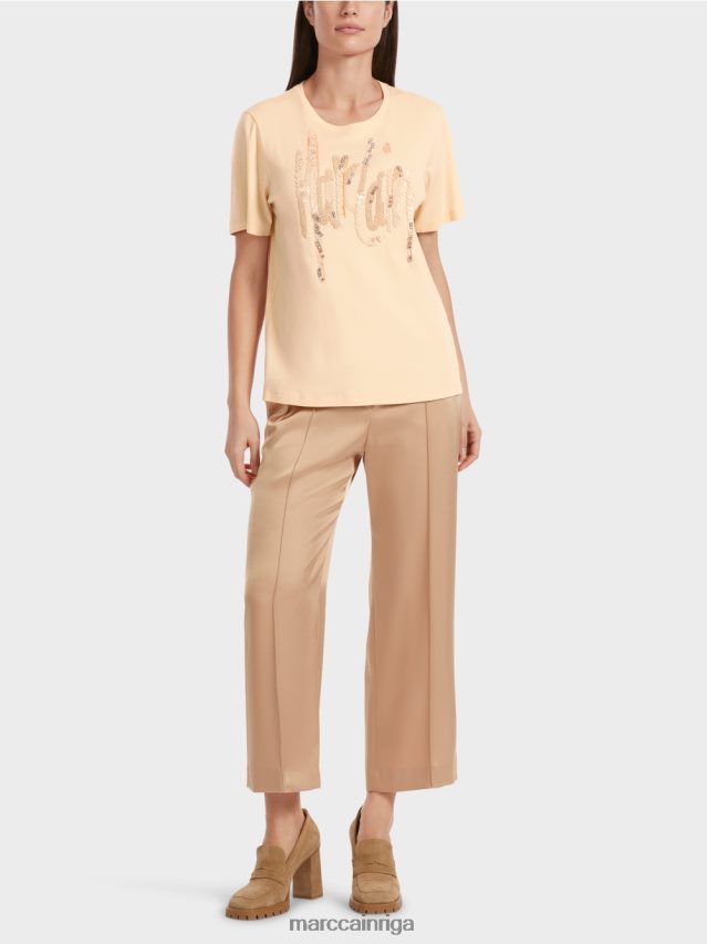 apģērbs tumšs krēms VRBHXD1276 Marc Cain t-krekls ar fliteriem