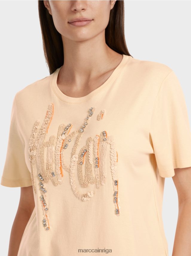 apģērbs tumšs krēms VRBHXD1276 Marc Cain t-krekls ar fliteriem