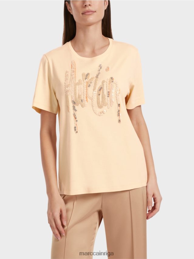 apģērbs tumšs krēms VRBHXD1276 Marc Cain t-krekls ar fliteriem