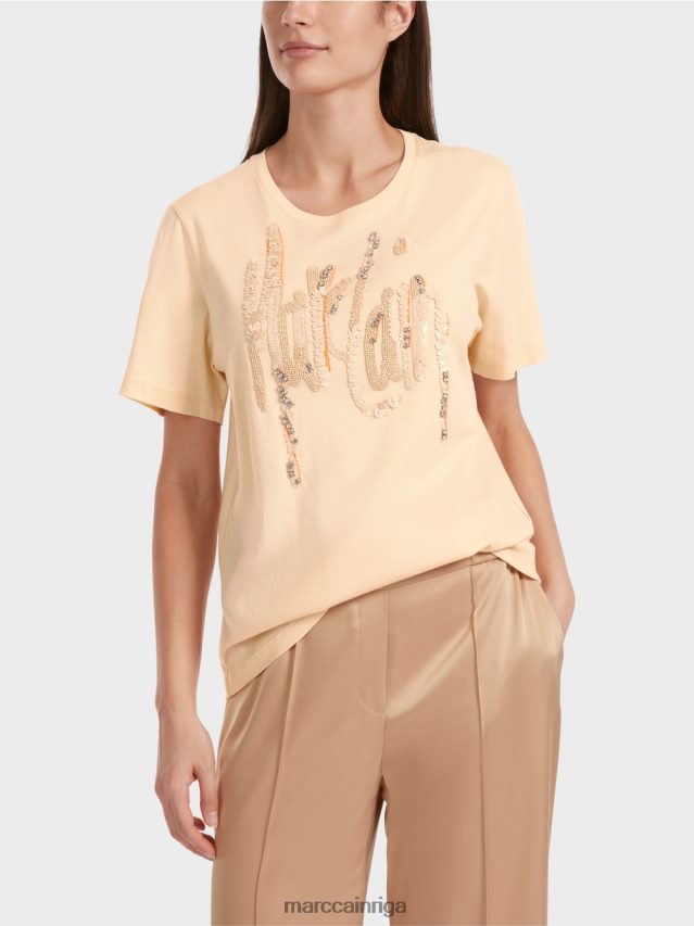 apģērbs tumšs krēms VRBHXD1276 Marc Cain t-krekls ar fliteriem