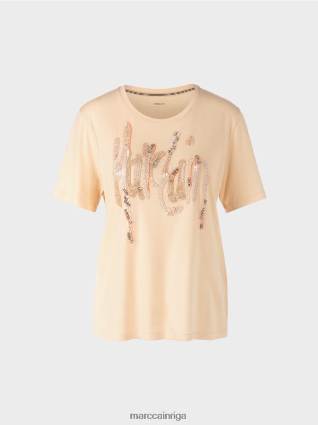 apģērbs tumšs krēms VRBHXD1276 Marc Cain t-krekls ar fliteriem