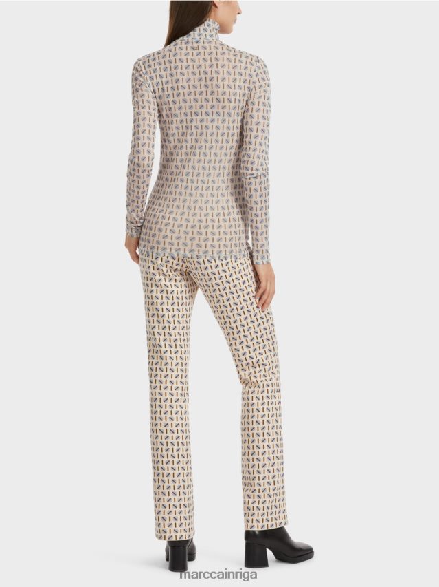 apģērbs tumšs krēms VRBHXD1278 Marc Cain figūru pieguļošs t-krekls ar izgriezumu