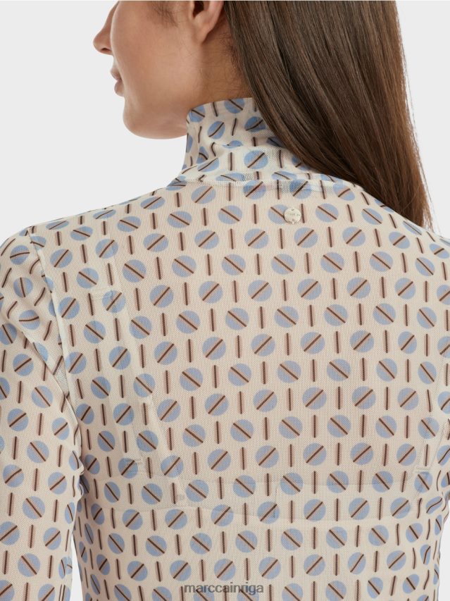 apģērbs tumšs krēms VRBHXD1278 Marc Cain figūru pieguļošs t-krekls ar izgriezumu