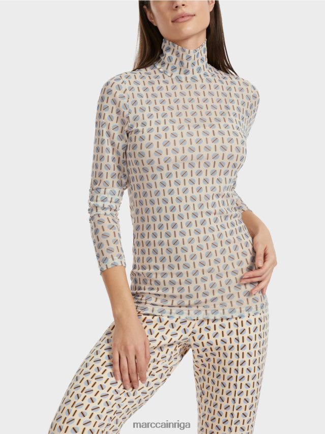 apģērbs tumšs krēms VRBHXD1278 Marc Cain figūru pieguļošs t-krekls ar izgriezumu