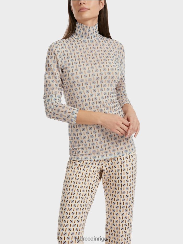 apģērbs tumšs krēms VRBHXD1278 Marc Cain figūru pieguļošs t-krekls ar izgriezumu