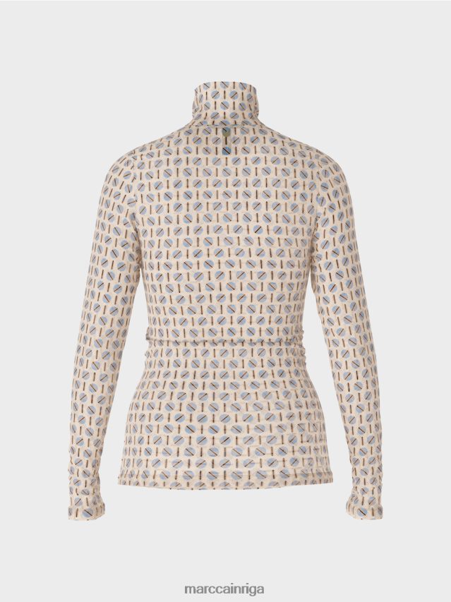 apģērbs tumšs krēms VRBHXD1278 Marc Cain figūru pieguļošs t-krekls ar izgriezumu