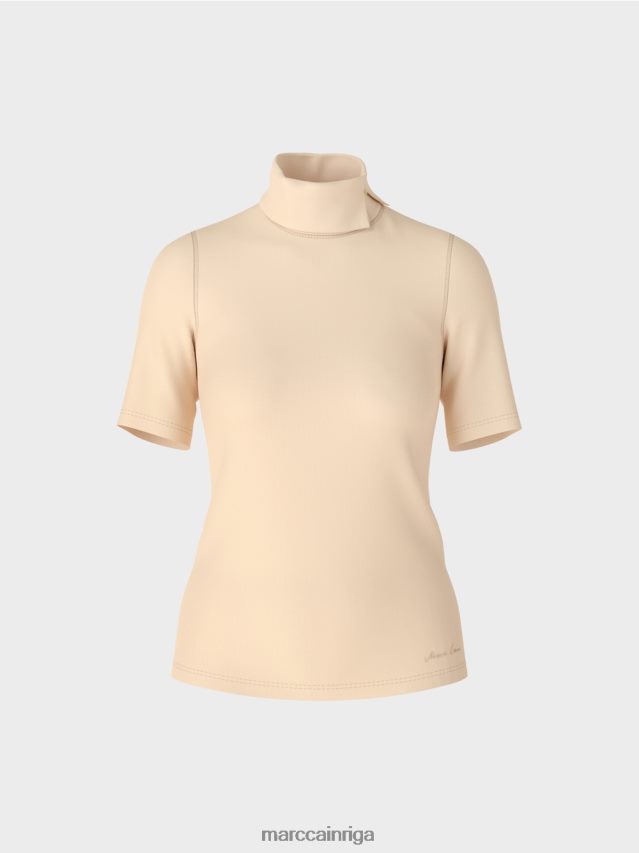apģērbs tumšs krēms VRBHXD1282 Marc Cain t-krekls ar izliektu kakla izgriezumu