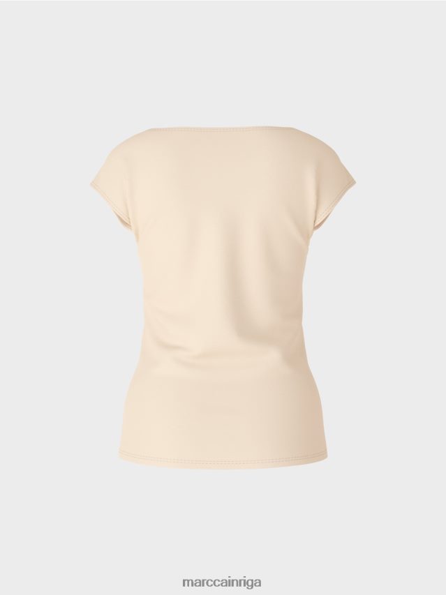 apģērbs tumšs krēms VRBHXD1338 Marc Cain augumu pieguļošs t-krekls