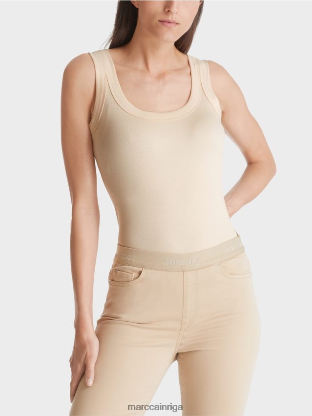 apģērbs tumšs krēms VRBHXD1345 Marc Cain smalkas rievotas tvertnes augšdaļa