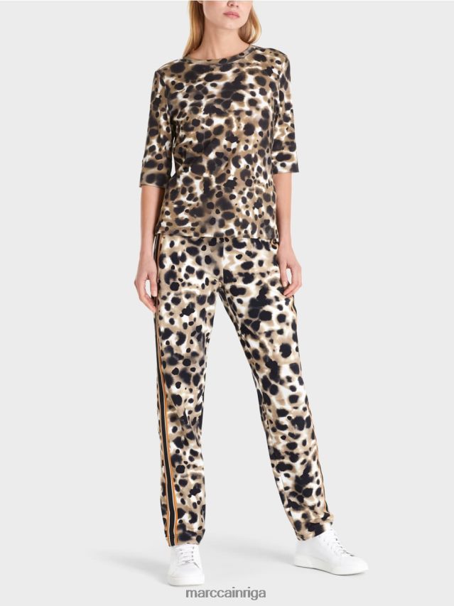 apģērbs viegla kafija VRBHXD1438 Marc Cain apdrukāts krekls ar 3/4 piedurknēm