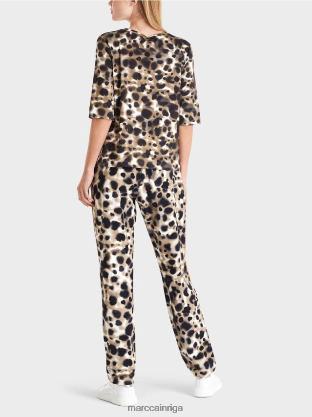 apģērbs viegla kafija VRBHXD1438 Marc Cain apdrukāts krekls ar 3/4 piedurknēm