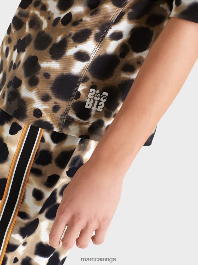 apģērbs viegla kafija VRBHXD1438 Marc Cain apdrukāts krekls ar 3/4 piedurknēm