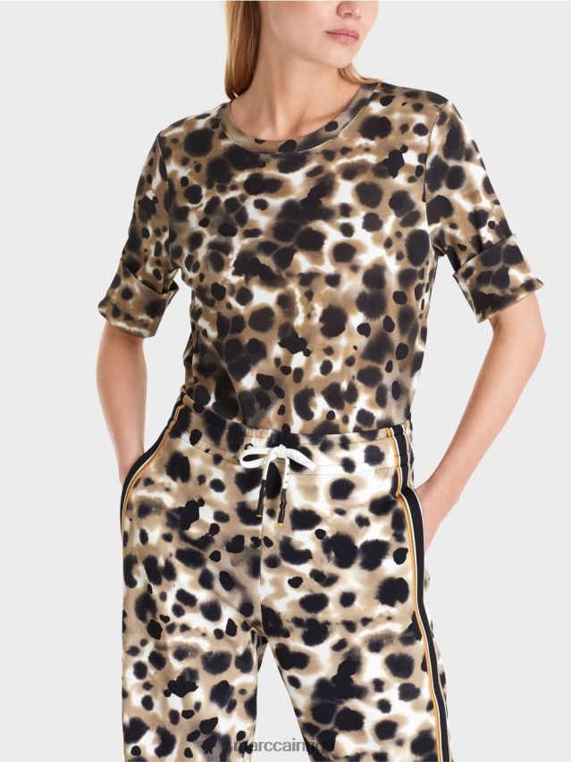 apģērbs viegla kafija VRBHXD1438 Marc Cain apdrukāts krekls ar 3/4 piedurknēm