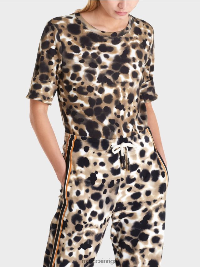 apģērbs viegla kafija VRBHXD1438 Marc Cain apdrukāts krekls ar 3/4 piedurknēm