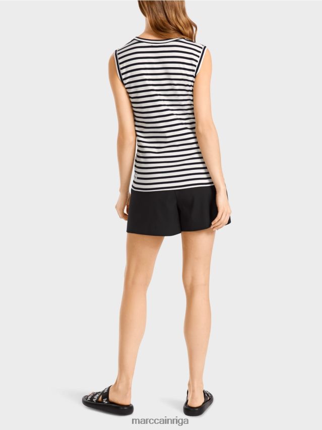 apģērbs viegla limeade VRBHXD1388 Marc Cain svītrains tops ar apdruku