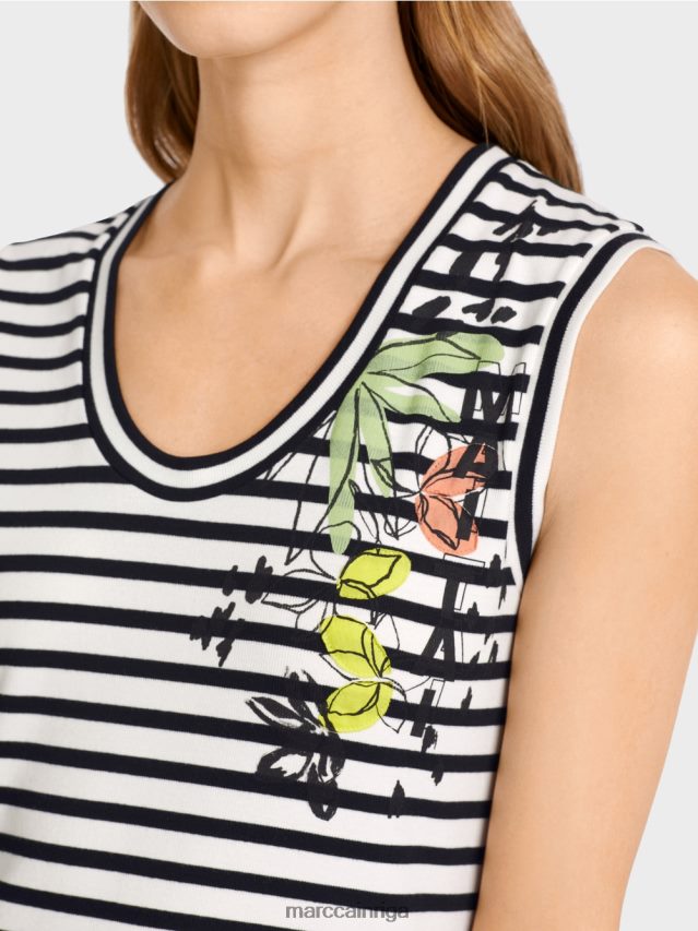 apģērbs viegla limeade VRBHXD1388 Marc Cain svītrains tops ar apdruku