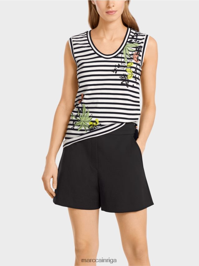 apģērbs viegla limeade VRBHXD1388 Marc Cain svītrains tops ar apdruku