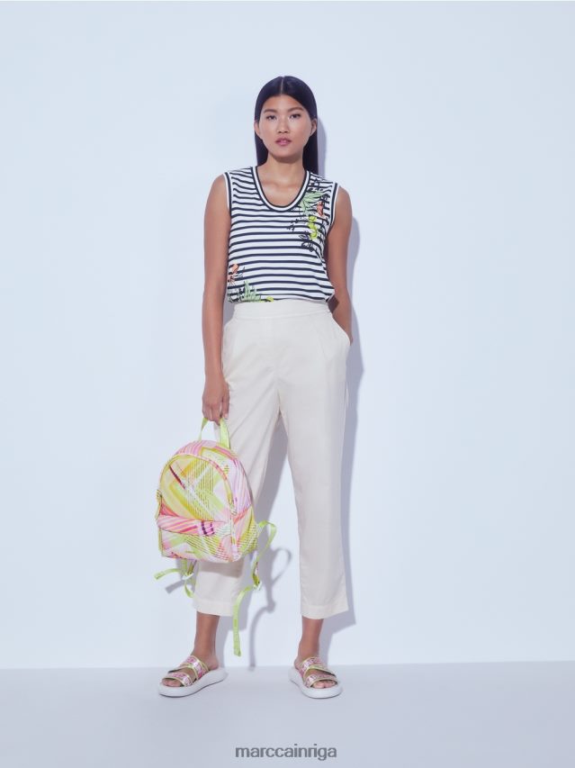 apģērbs viegla limeade VRBHXD1388 Marc Cain svītrains tops ar apdruku