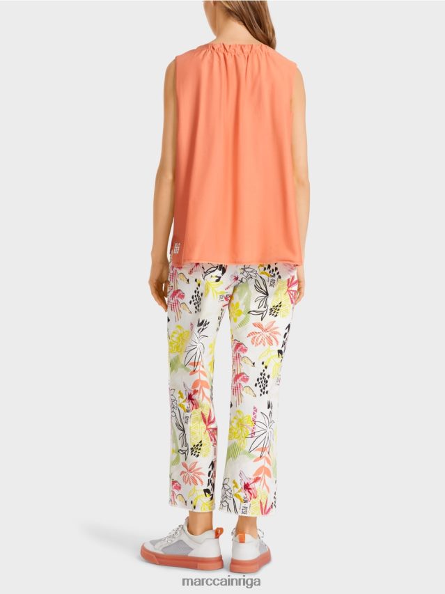 apģērbs viegla terakota VRBHXD1386 Marc Cain vienkrāsains tops ar zīdu