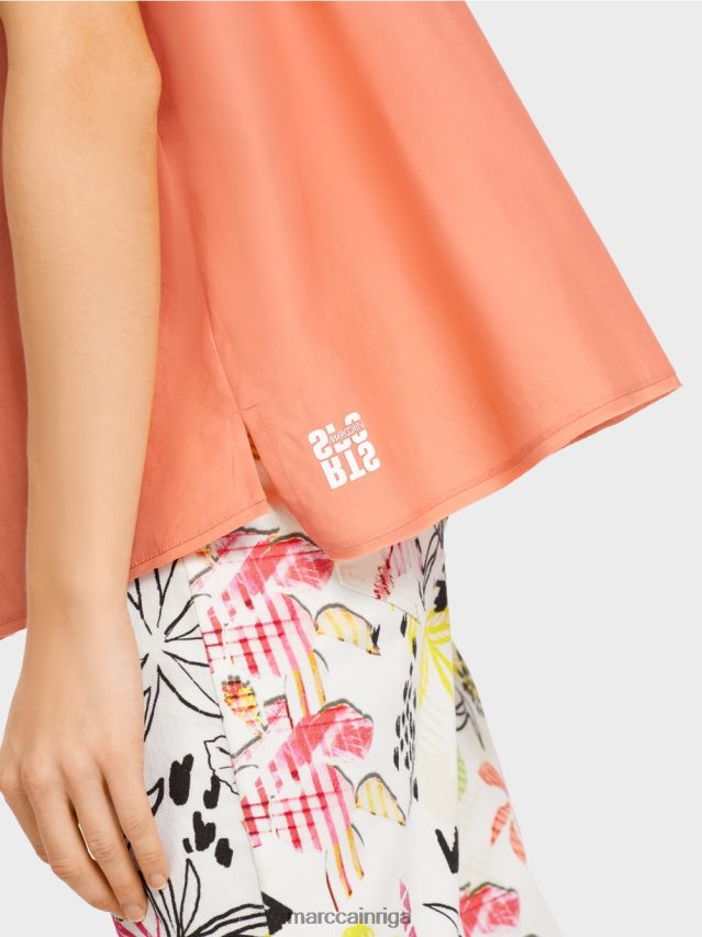 apģērbs viegla terakota VRBHXD1386 Marc Cain vienkrāsains tops ar zīdu