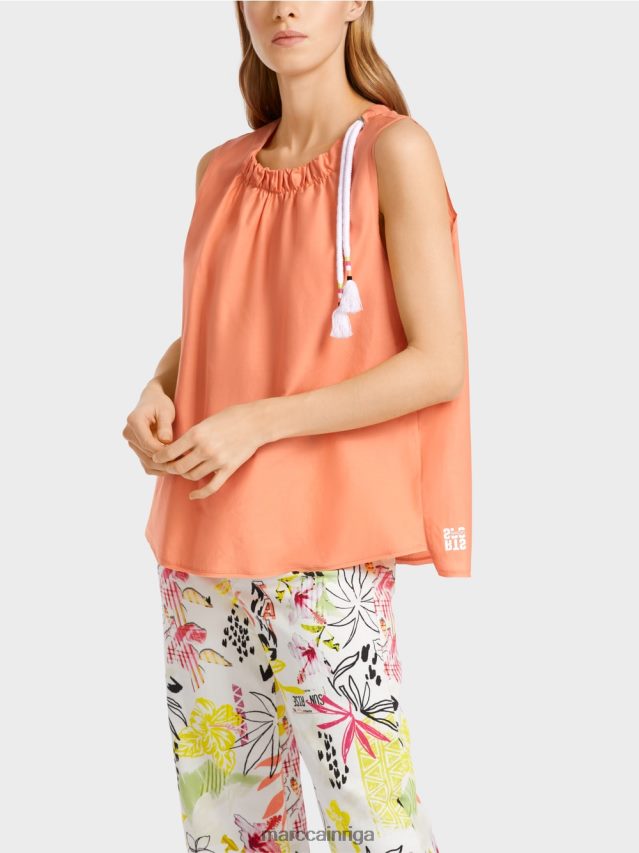 apģērbs viegla terakota VRBHXD1386 Marc Cain vienkrāsains tops ar zīdu