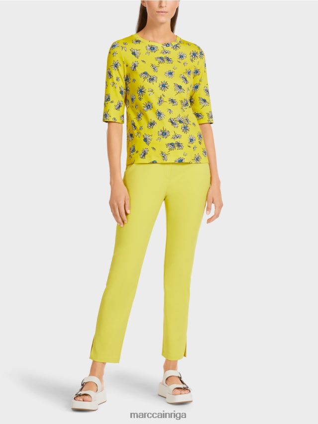 apģērbs zaļais sērs VRBHXD1442 Marc Cain t-krekls ar margrietiņu rakstu