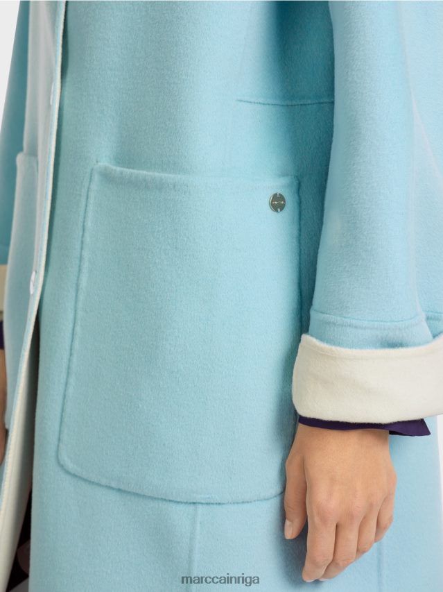 apģērbs atmosfēras zils VRBHXD298 Marc Cain apgriežams vilnas mētelis
