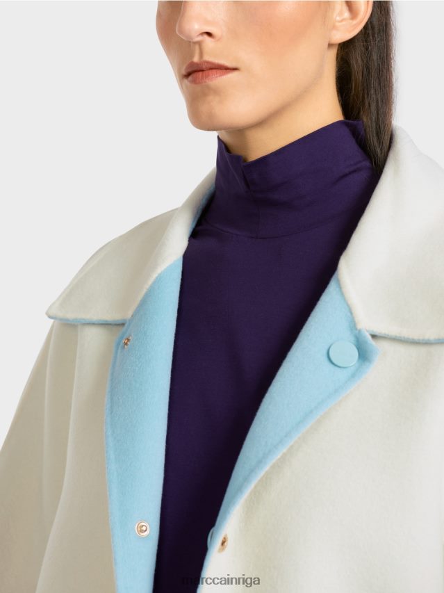 apģērbs atmosfēras zils VRBHXD298 Marc Cain apgriežams vilnas mētelis