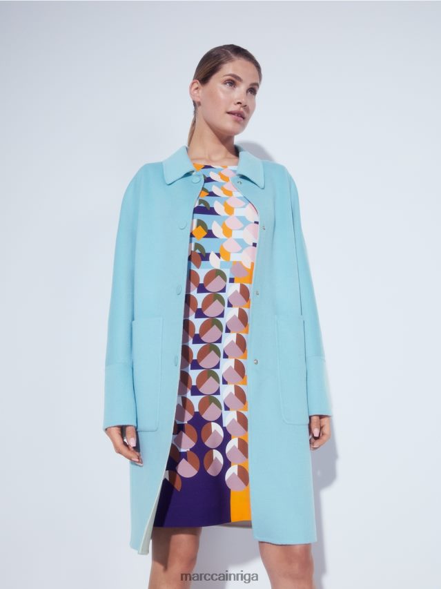 apģērbs atmosfēras zils VRBHXD298 Marc Cain apgriežams vilnas mētelis