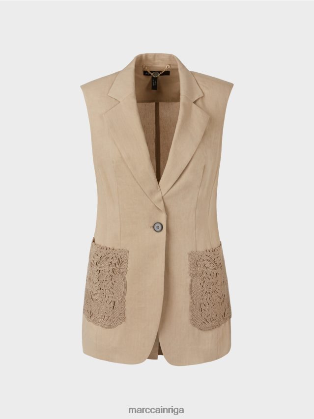 apģērbs dziļas smiltis VRBHXD273 Marc Cain lina žakete bez piedurknēm