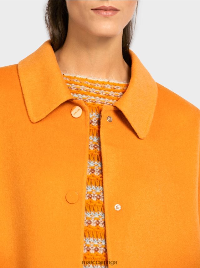 apģērbs dzidrs oranžs VRBHXD299 Marc Cain apgriežams vilnas mētelis