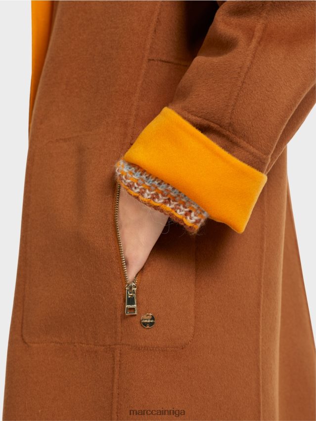 apģērbs dzidrs oranžs VRBHXD299 Marc Cain apgriežams vilnas mētelis