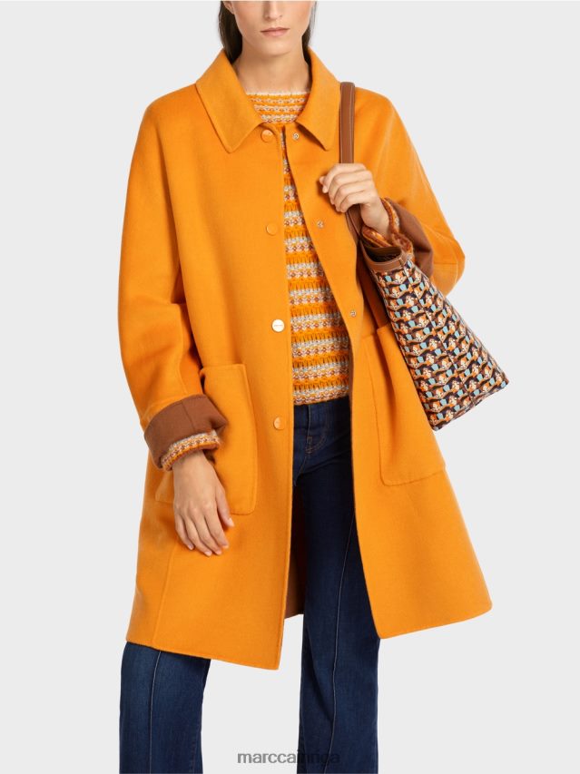 apģērbs dzidrs oranžs VRBHXD299 Marc Cain apgriežams vilnas mētelis