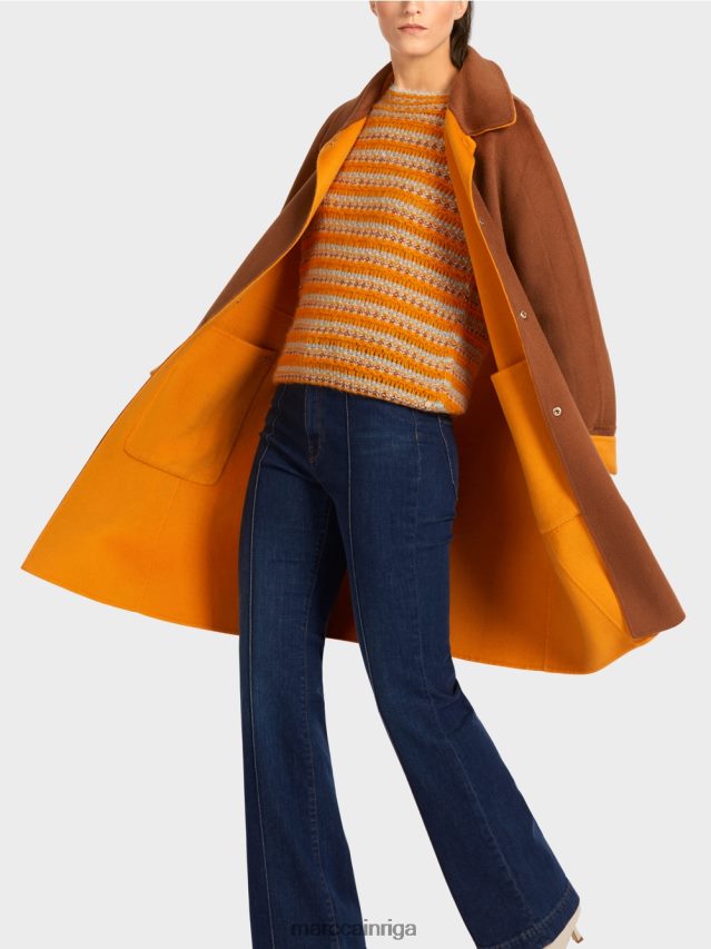 apģērbs dzidrs oranžs VRBHXD299 Marc Cain apgriežams vilnas mētelis