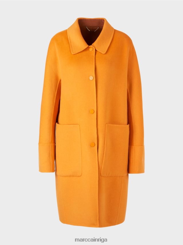 apģērbs dzidrs oranžs VRBHXD299 Marc Cain apgriežams vilnas mētelis