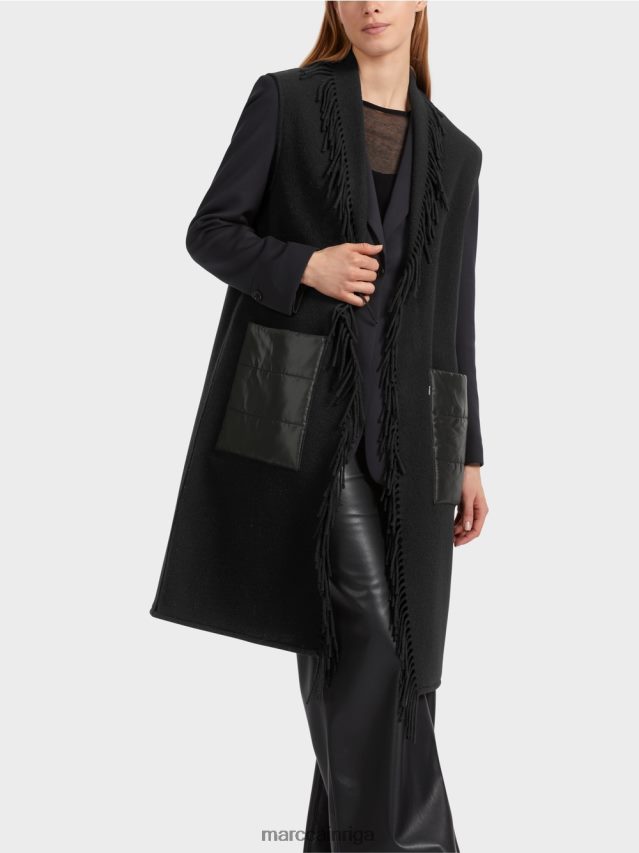 apģērbs melns VRBHXD226 Marc Cain gara veste ar bārkstīm