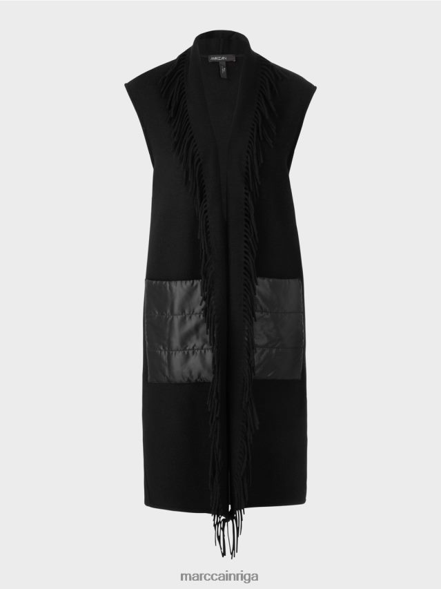 apģērbs melns VRBHXD226 Marc Cain gara veste ar bārkstīm
