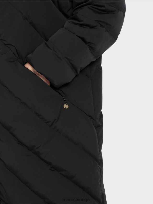 apģērbs melns VRBHXD230 Marc Cain stepēts mētelis ar dūnu pildījumu