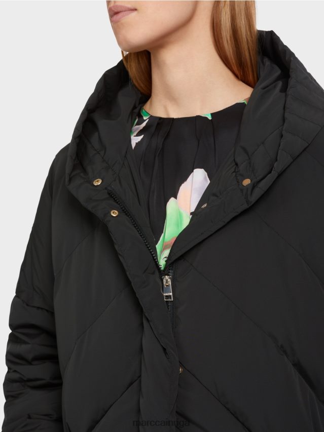 apģērbs melns VRBHXD230 Marc Cain stepēts mētelis ar dūnu pildījumu