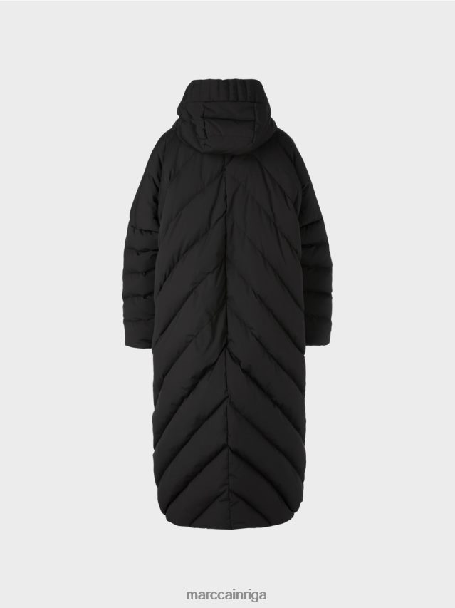 apģērbs melns VRBHXD230 Marc Cain stepēts mētelis ar dūnu pildījumu