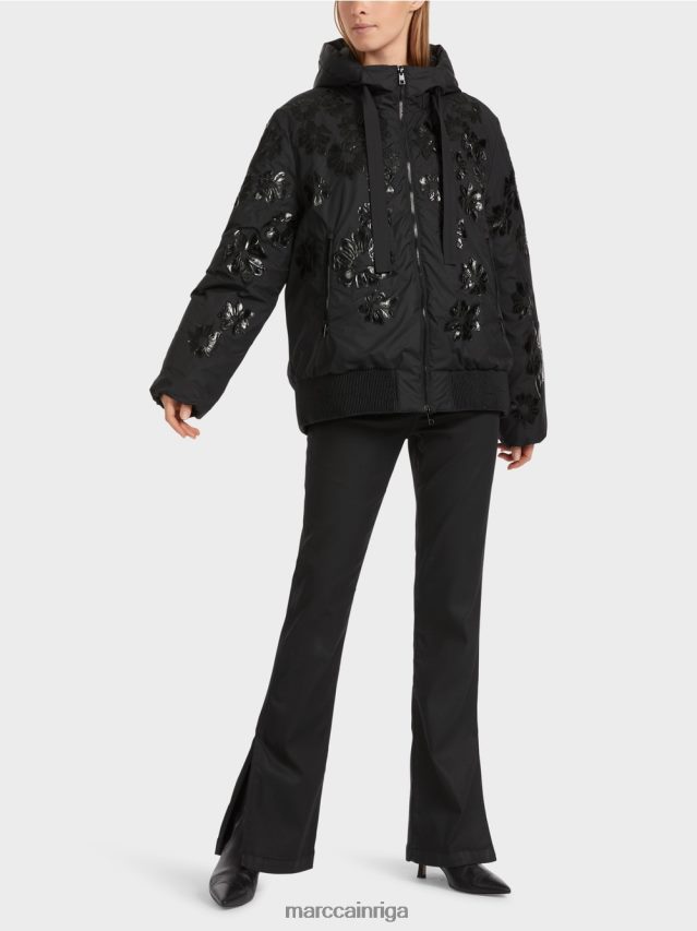 apģērbs melns VRBHXD233 Marc Cain "pārdomāt kopā" ​​āra jaka