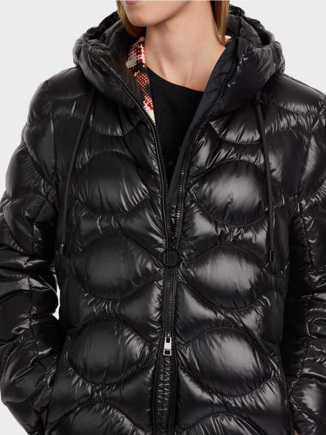 apģērbs melns VRBHXD245 Marc Cain stepēts \"pārdomāt kopā\" ​​mētelis