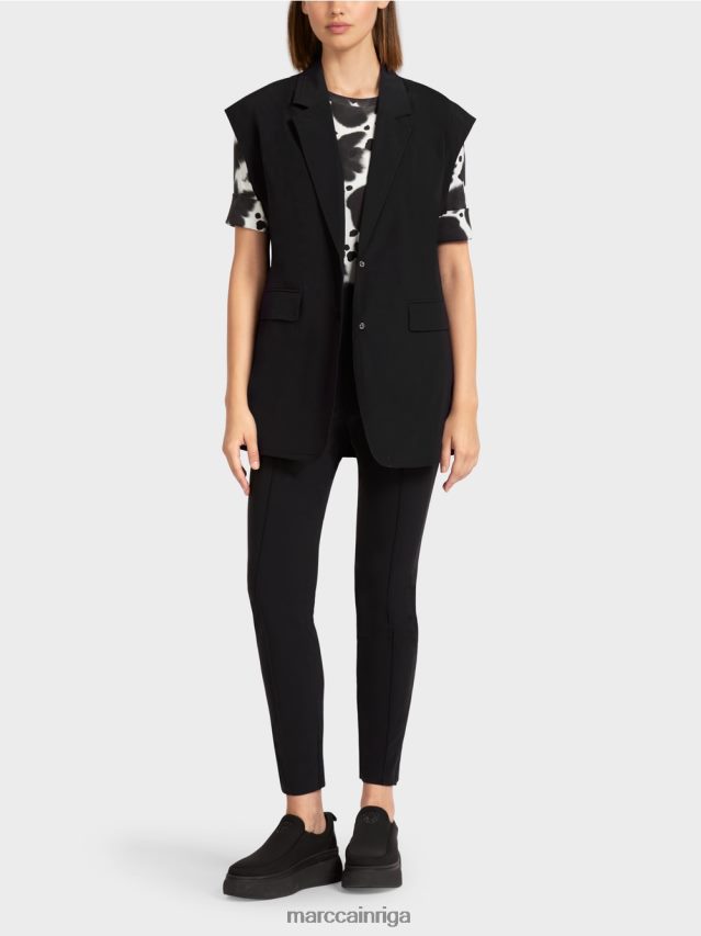 apģērbs melns VRBHXD282 Marc Cain veste ar atloku un aukliņu