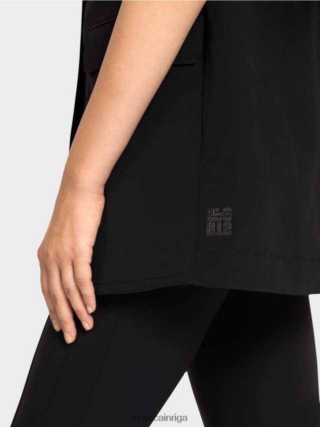 apģērbs melns VRBHXD282 Marc Cain veste ar atloku un aukliņu