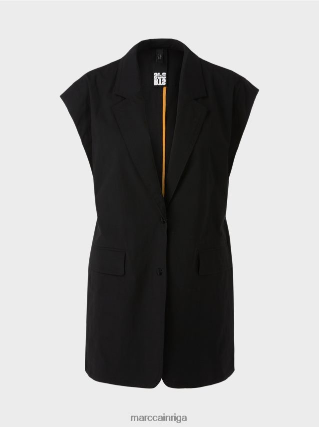 apģērbs melns VRBHXD282 Marc Cain veste ar atloku un aukliņu